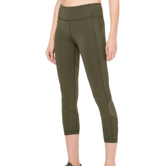 Lululemon Pace Rival Crop *Full-On Luxtreme 22" Run Leggings Dark Olive Green 6 - Picture 1 of 10